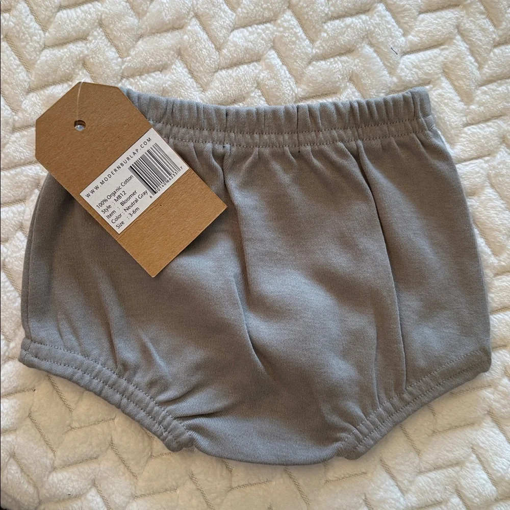 Modern burlap Gray Kids Bloomers 3-6 M 100% organic cotton